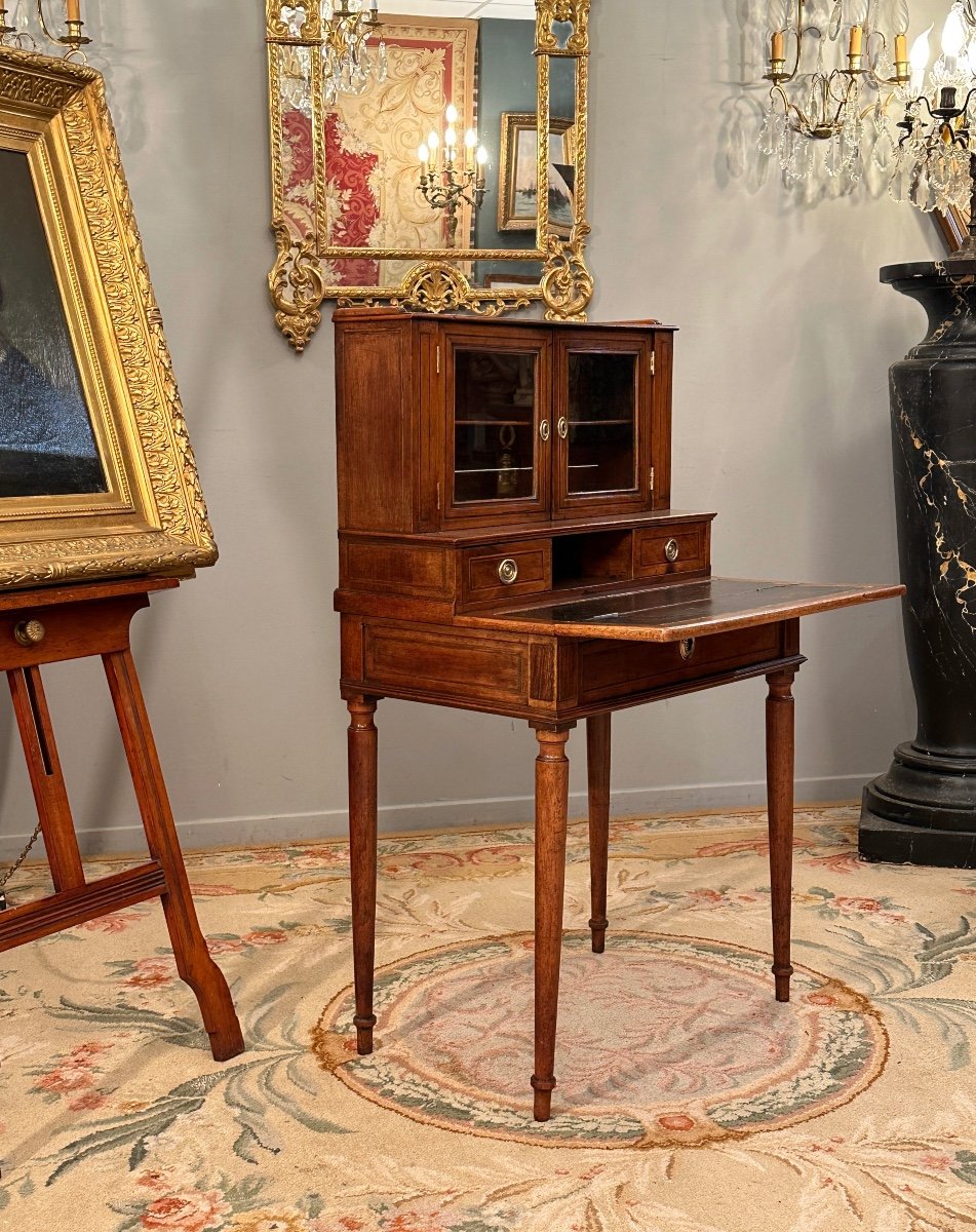 Bonheur Du Jour En Noyer d'Epoque Louis XVI Vers 1780-photo-1