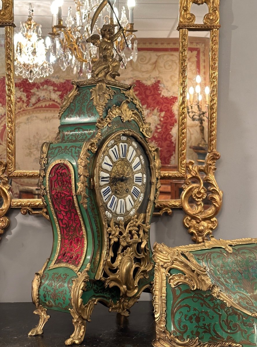 Wall Cartel And Its Lamp Base Louis XV Style Boulle Marquetry Nineteenth-photo-1