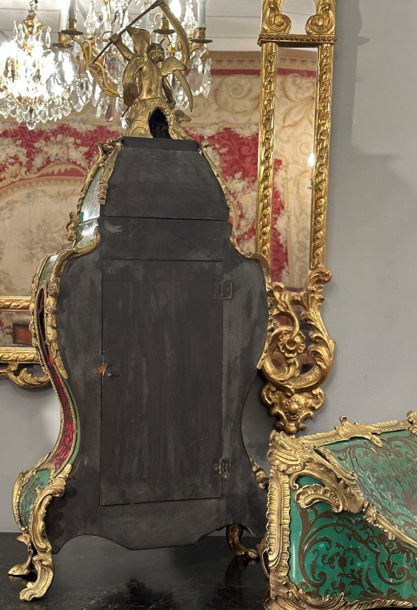 Wall Cartel And Its Lamp Base Louis XV Style Boulle Marquetry Nineteenth-photo-4
