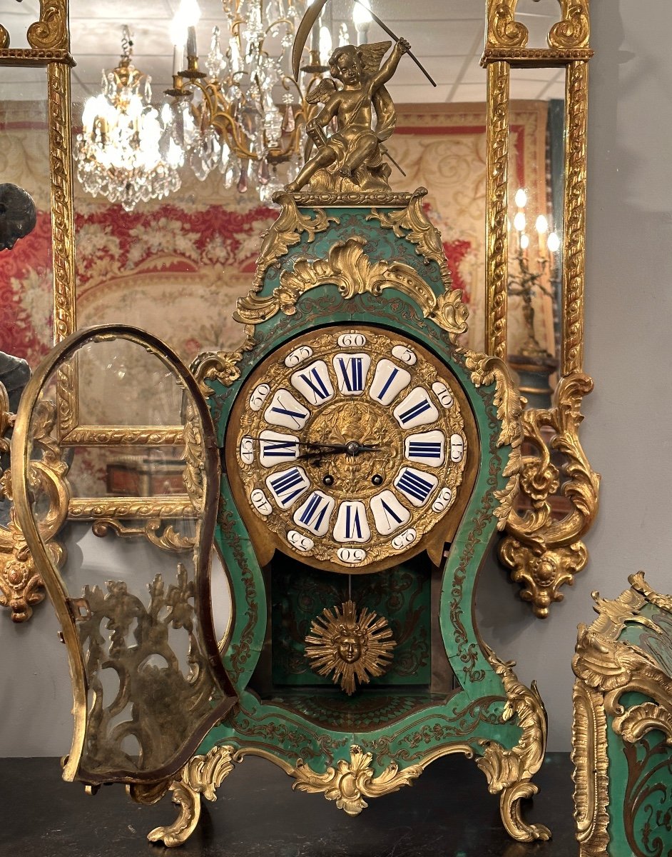 Wall Cartel And Its Lamp Base Louis XV Style Boulle Marquetry Nineteenth-photo-8
