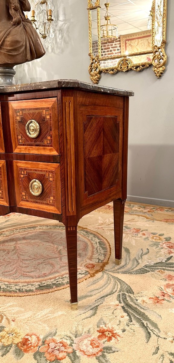 Commode Sauteuse En Marqueterie d'Epoque Louis XVI Vers 1770-photo-4