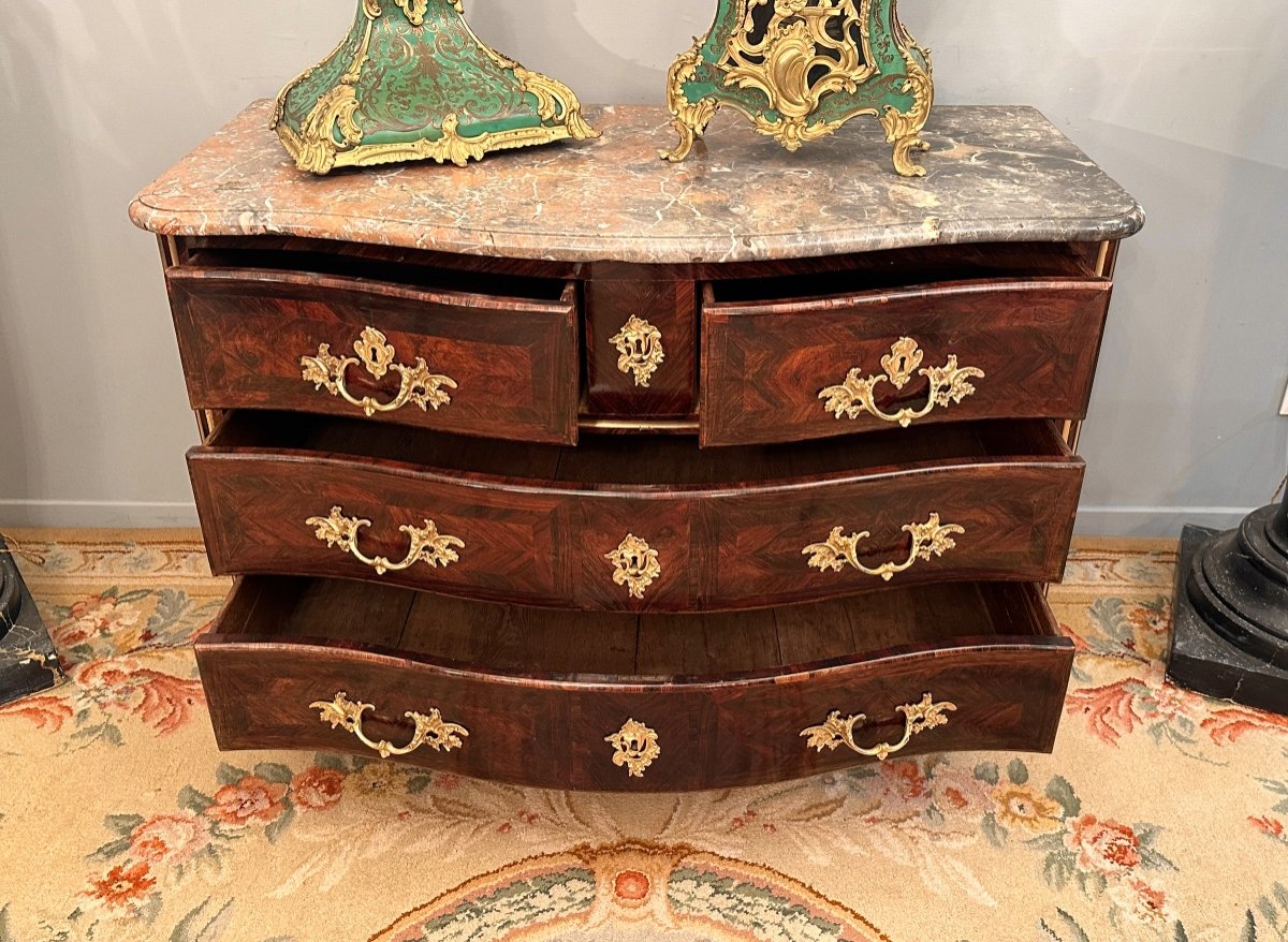 Nicolas Jean Marchand, Regency Period Curved Commode Stamped Circa 1730-photo-3