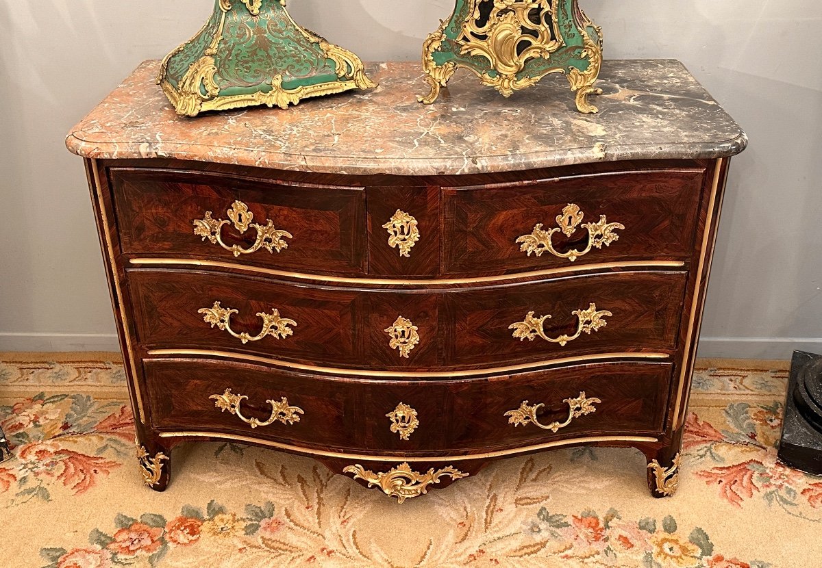 Nicolas Jean Marchand, Regency Period Curved Commode Stamped Circa 1730-photo-2