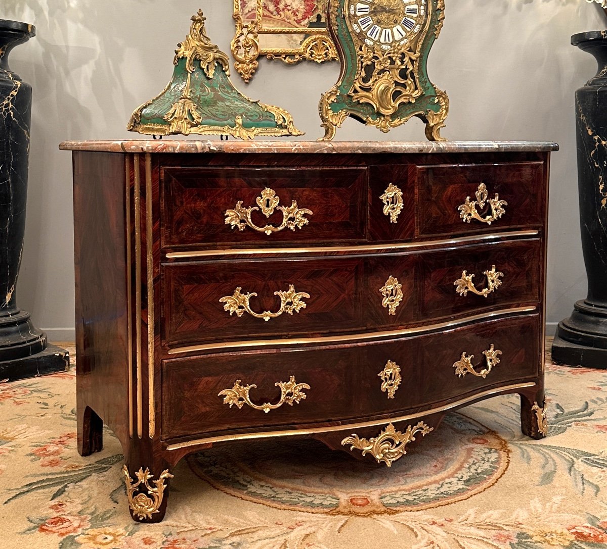 Nicolas Jean Marchand, Regency Period Curved Commode Stamped Circa 1730-photo-6