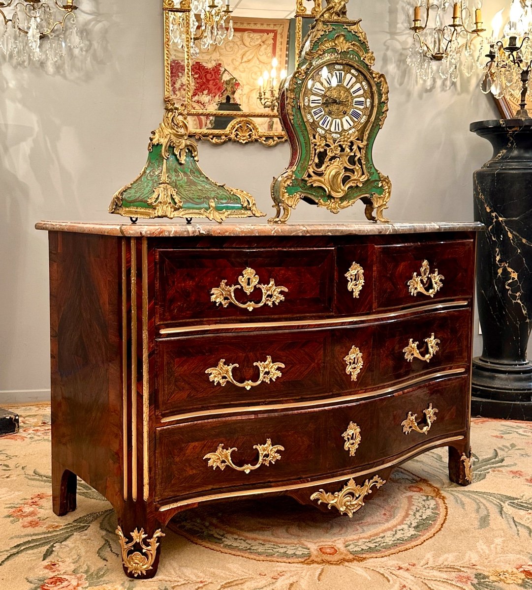 Nicolas Jean Marchand, Regency Period Curved Commode Stamped Circa 1730