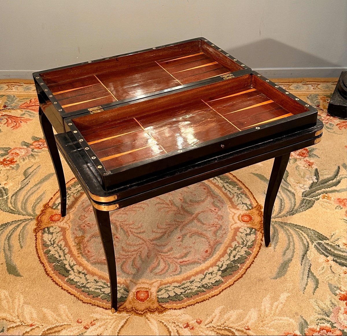Black Lacquered Tric Trac Game Table, Louis XV Period Around 1750-photo-4