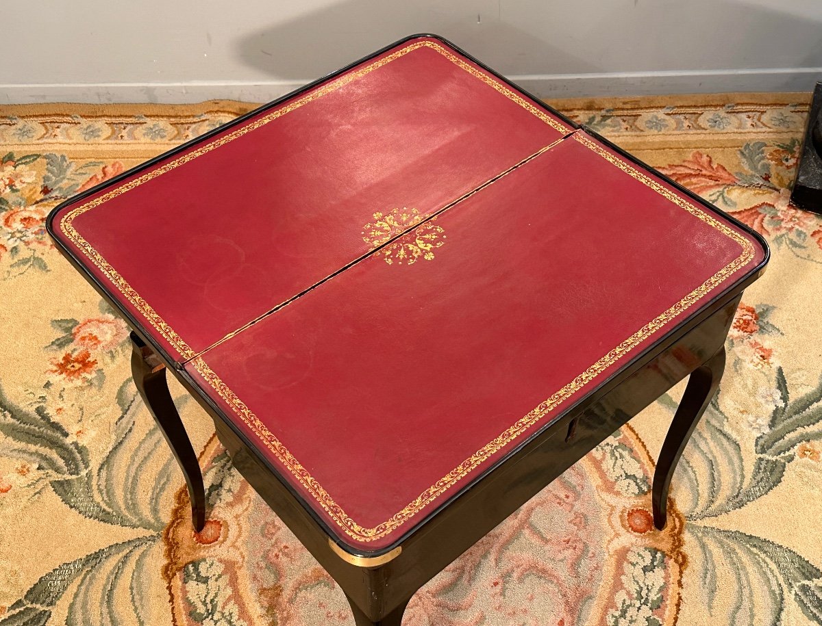 Black Lacquered Tric Trac Game Table, Louis XV Period Around 1750-photo-5