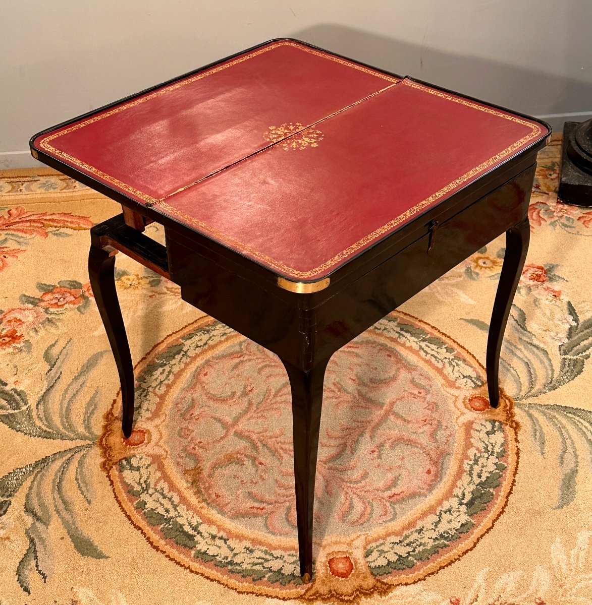 Black Lacquered Tric Trac Game Table, Louis XV Period Around 1750