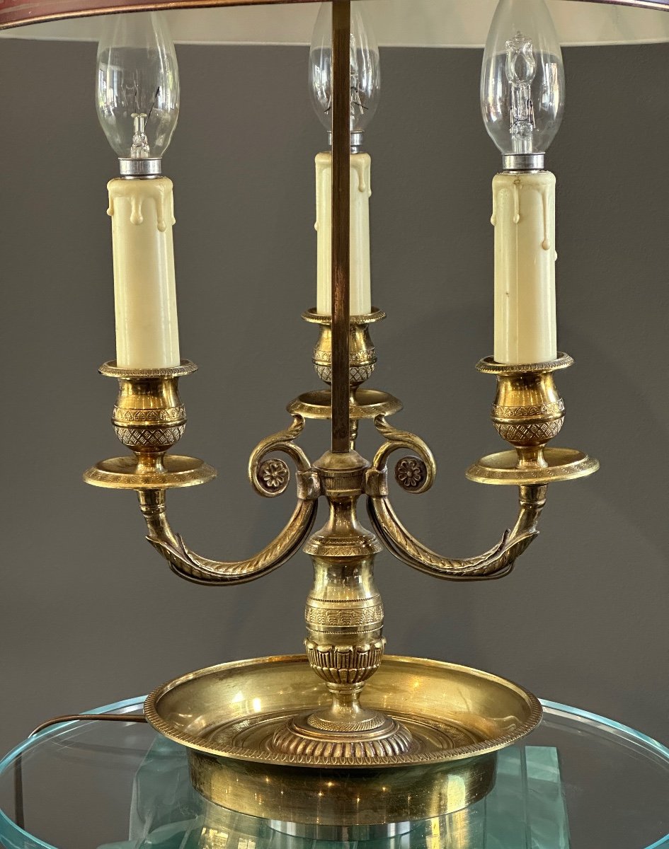 Lampe Bouillotte Bronze Doré De Style Empire Vers 1900-photo-2