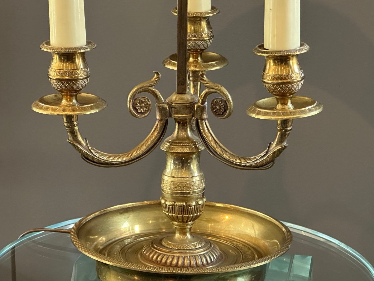 Lampe Bouillotte Bronze Doré De Style Empire Vers 1900-photo-3