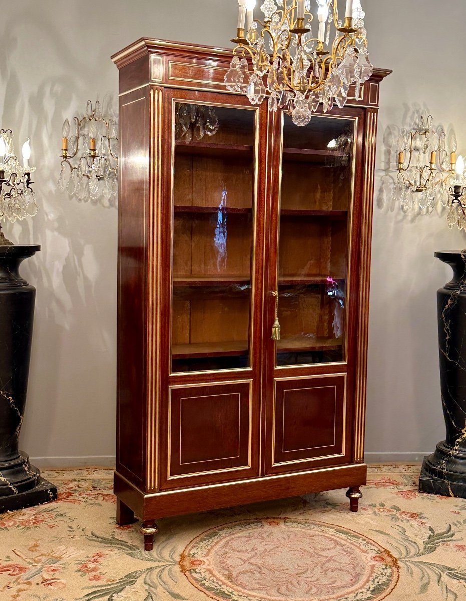 Bibliotheque En Acajou De Style Louis XVI Epoque Napoleon III Vers 1870-photo-2