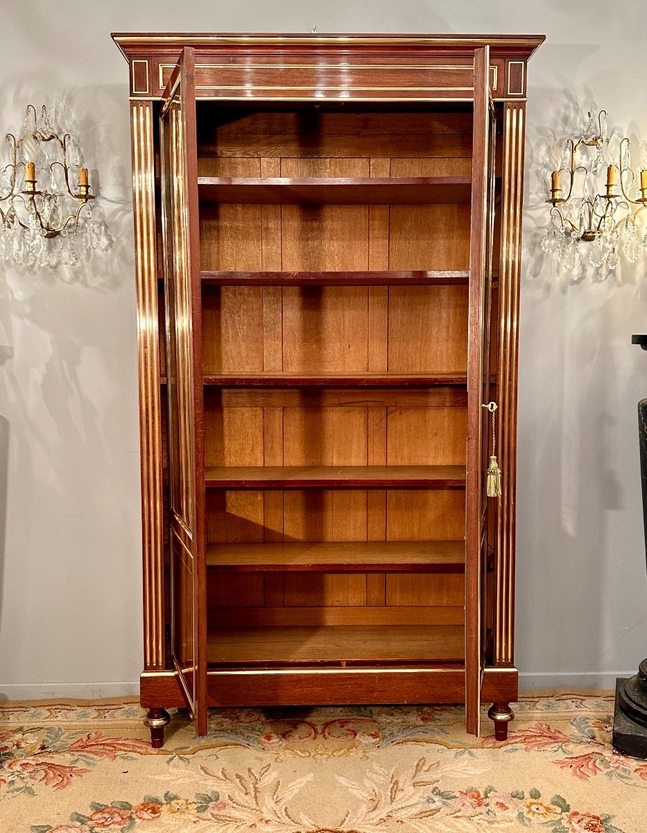 Bibliotheque En Acajou De Style Louis XVI Epoque Napoleon III Vers 1870-photo-3
