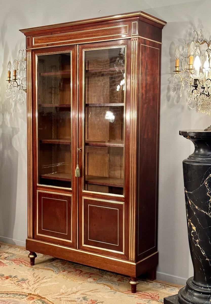 Bibliotheque En Acajou De Style Louis XVI Epoque Napoleon III Vers 1870-photo-4