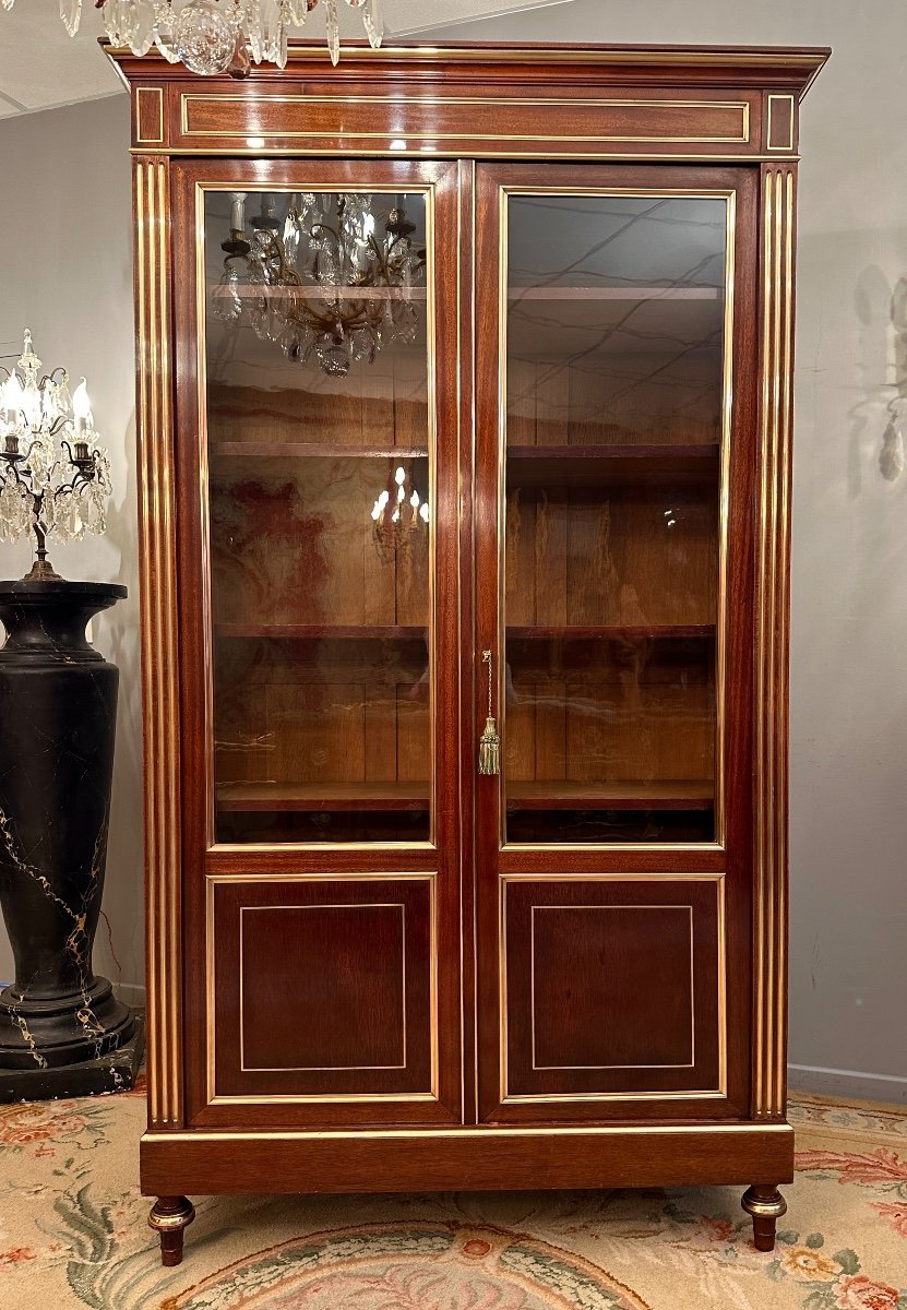Bibliotheque En Acajou De Style Louis XVI Epoque Napoleon III Vers 1870-photo-4