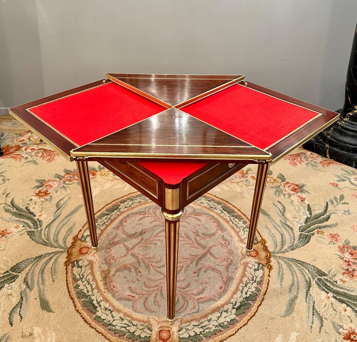 Paul Sormani, Table A Jeux Mouchoir De Style Louis XVI Estampillée (1817 - 1866)-photo-2