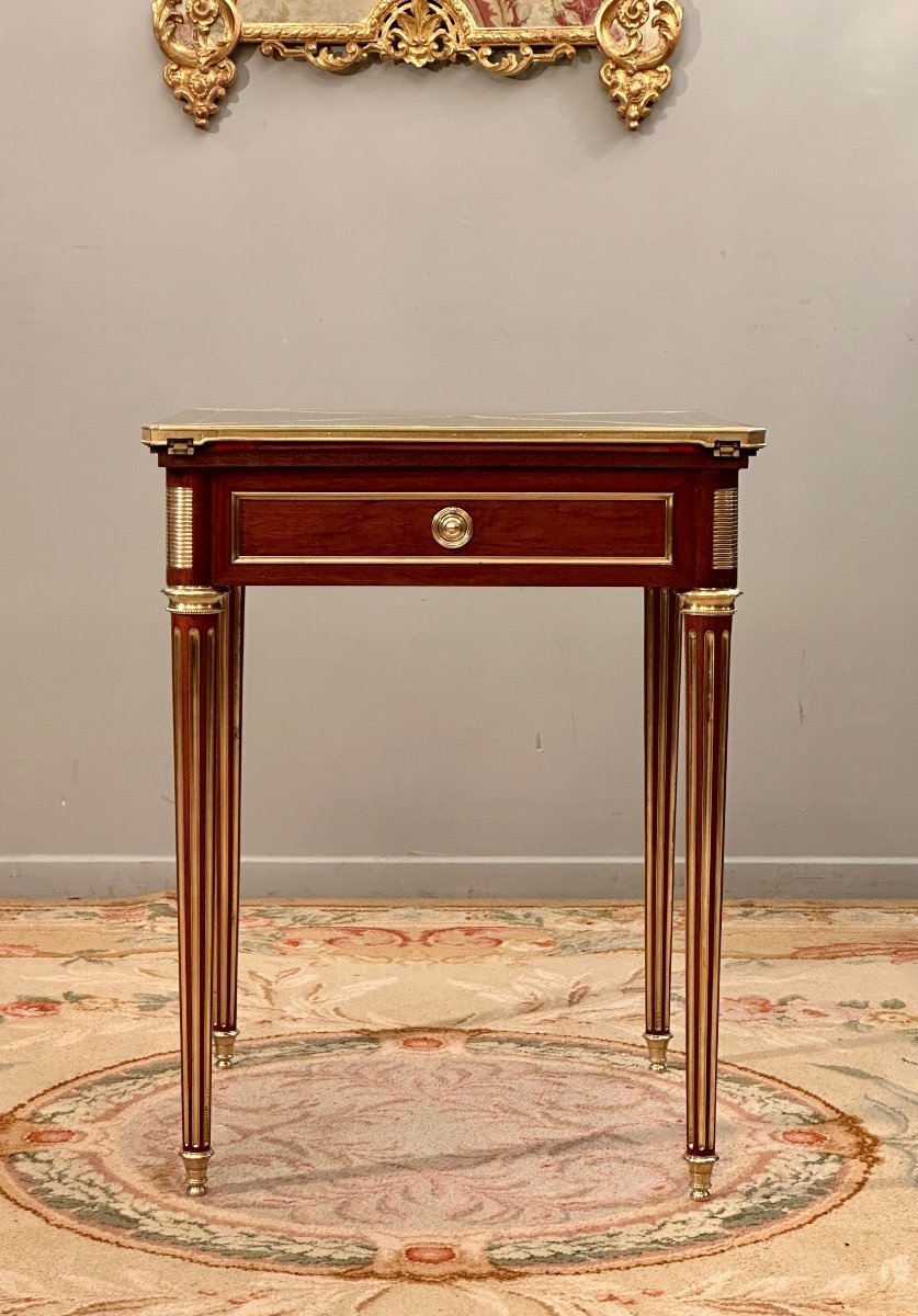 Paul Sormani, Table A Jeux Mouchoir De Style Louis XVI Estampillée (1817 - 1866)-photo-8