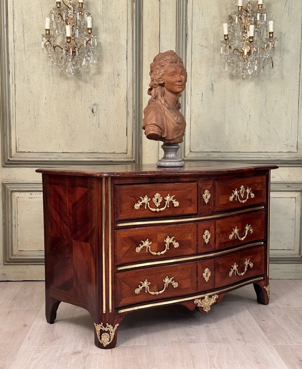 Commode Galbée d'Epoque Régence XVIIIème Vers 1730-photo-2