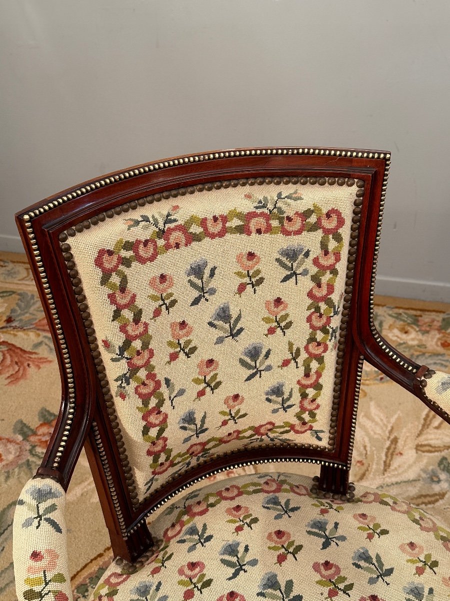 Dlg François Linke, Fauteuil Cabriolet de Style Louis XVI Epoque XIXème-photo-4