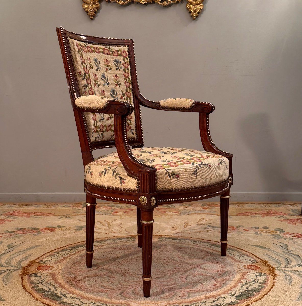 Dlg François Linke, Fauteuil Cabriolet de Style Louis XVI Epoque XIXème-photo-6