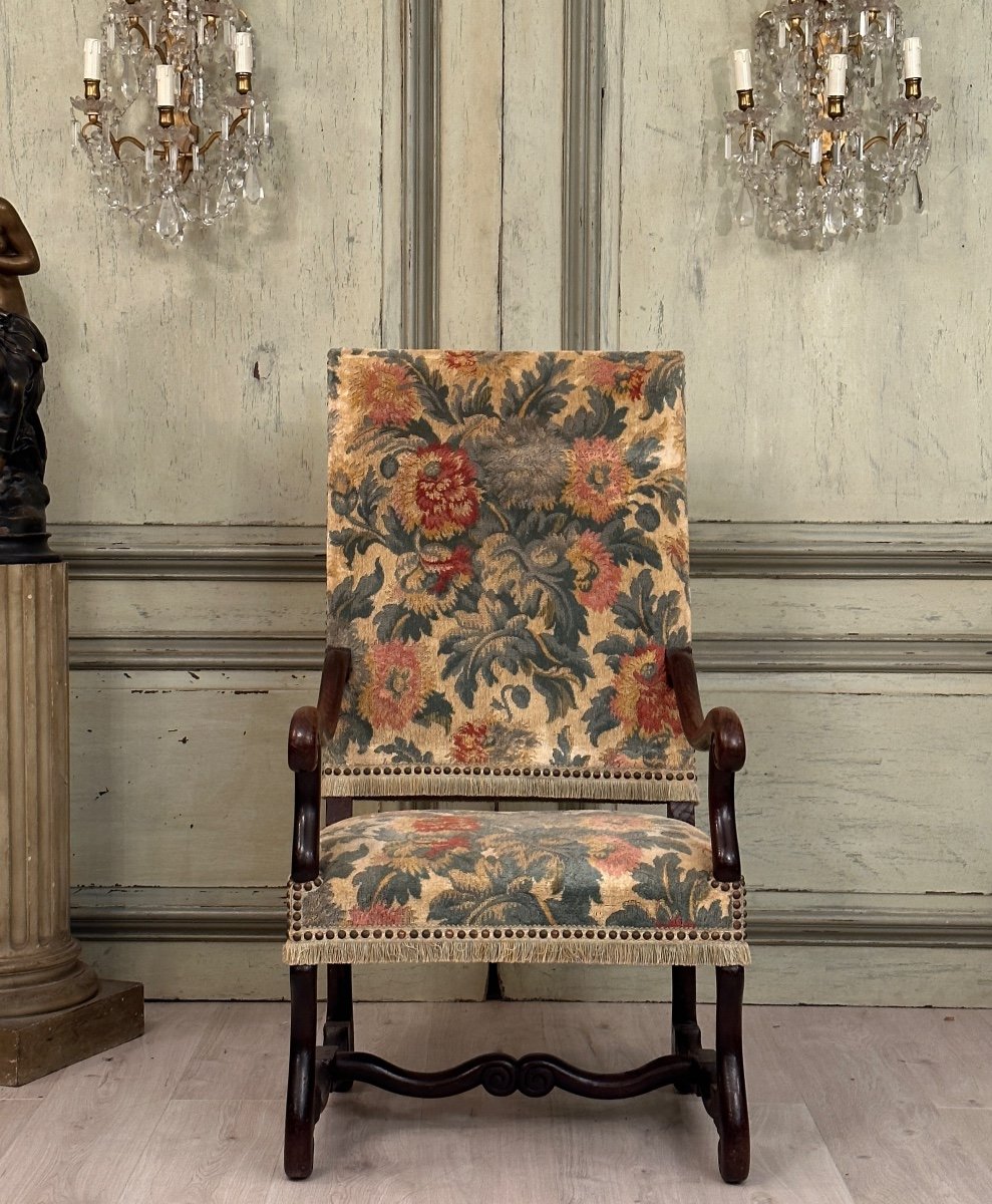 Fauteuil En Noyer d'Epoque Louis XIII XVIIeme Siecle-photo-3