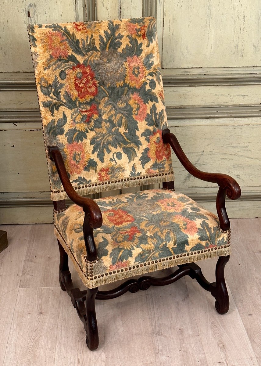 Fauteuil En Noyer d'Epoque Louis XIII XVIIeme Siecle-photo-4
