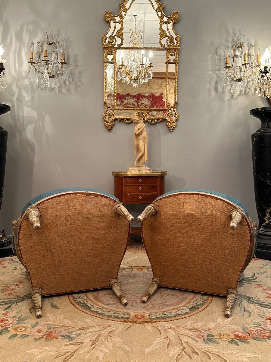 Large Pair Of Louis XVI Style Armchairs XIXth Century Around 1860-photo-6