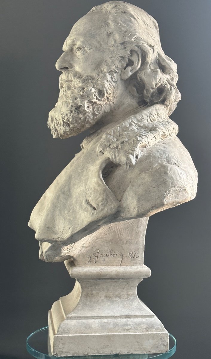 Jean Gautherin, Sculpture Buste d'Homme Signée Epoque XIXème-photo-4