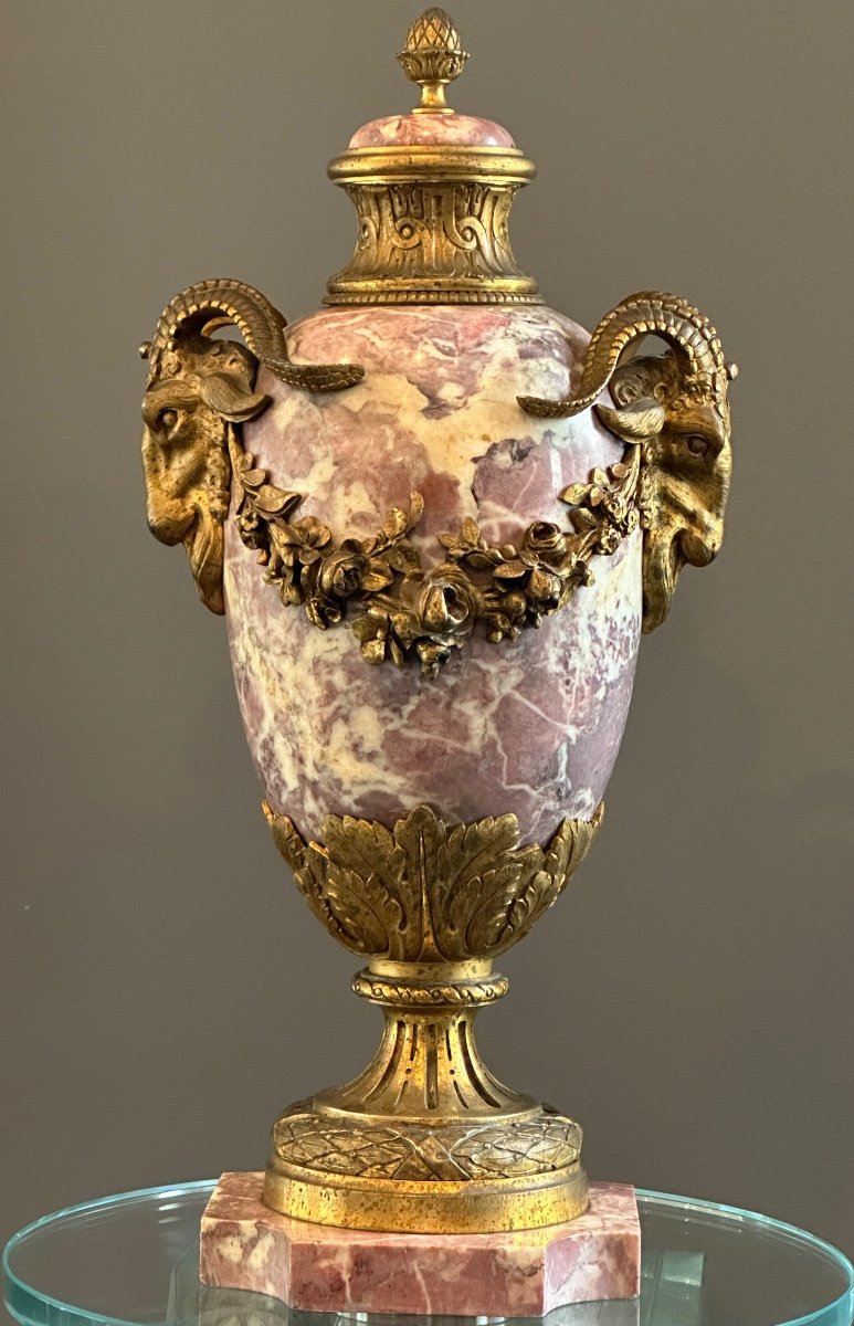 Vase Couvert En Marbre d'Epoque Napoleon III Vers 1870-photo-2