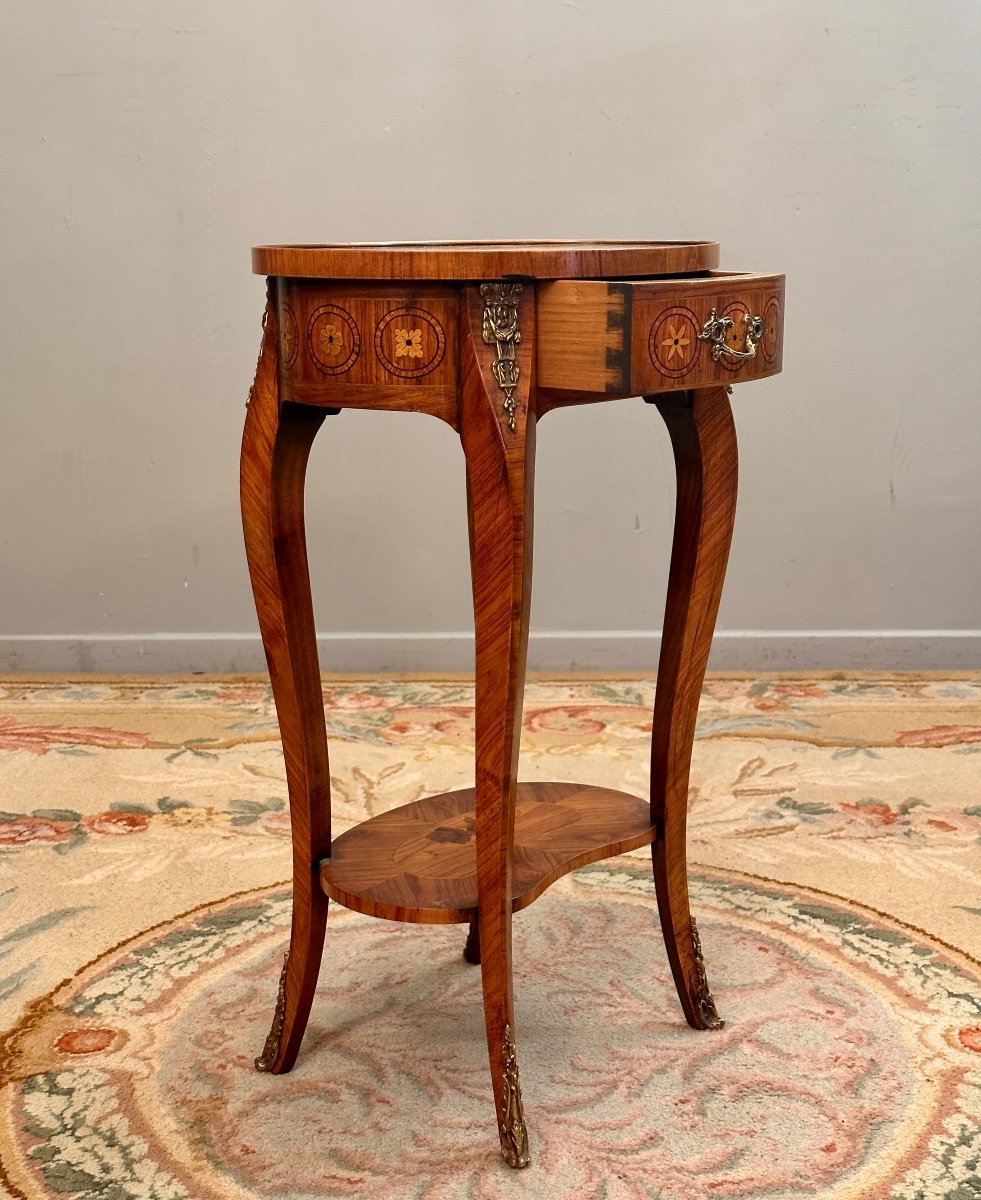 Table De Salon Marqueterie De Style Louis XV Vers 1930-photo-2