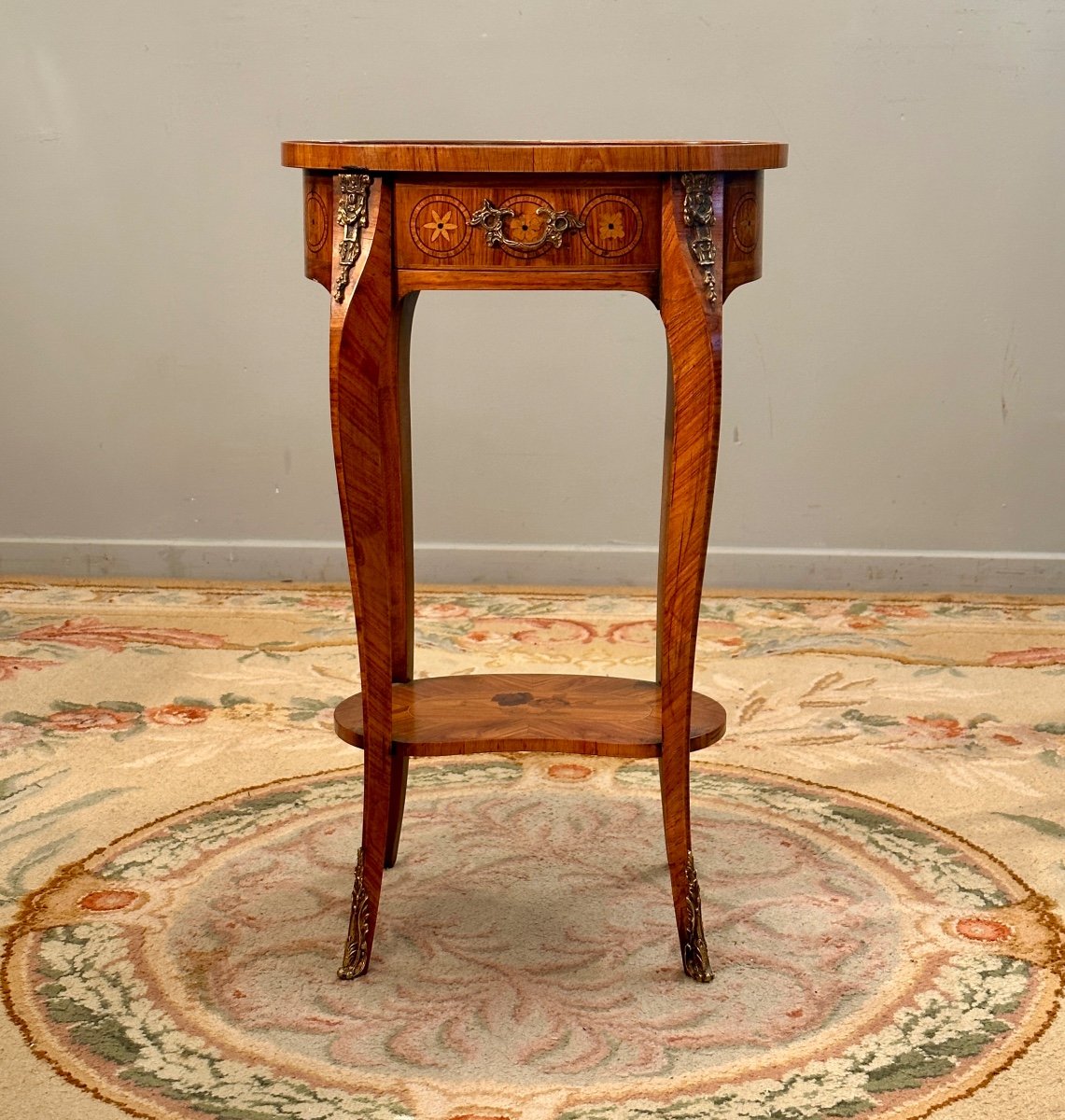 Marquetry Salon Table Louis XV Style Circa 1930