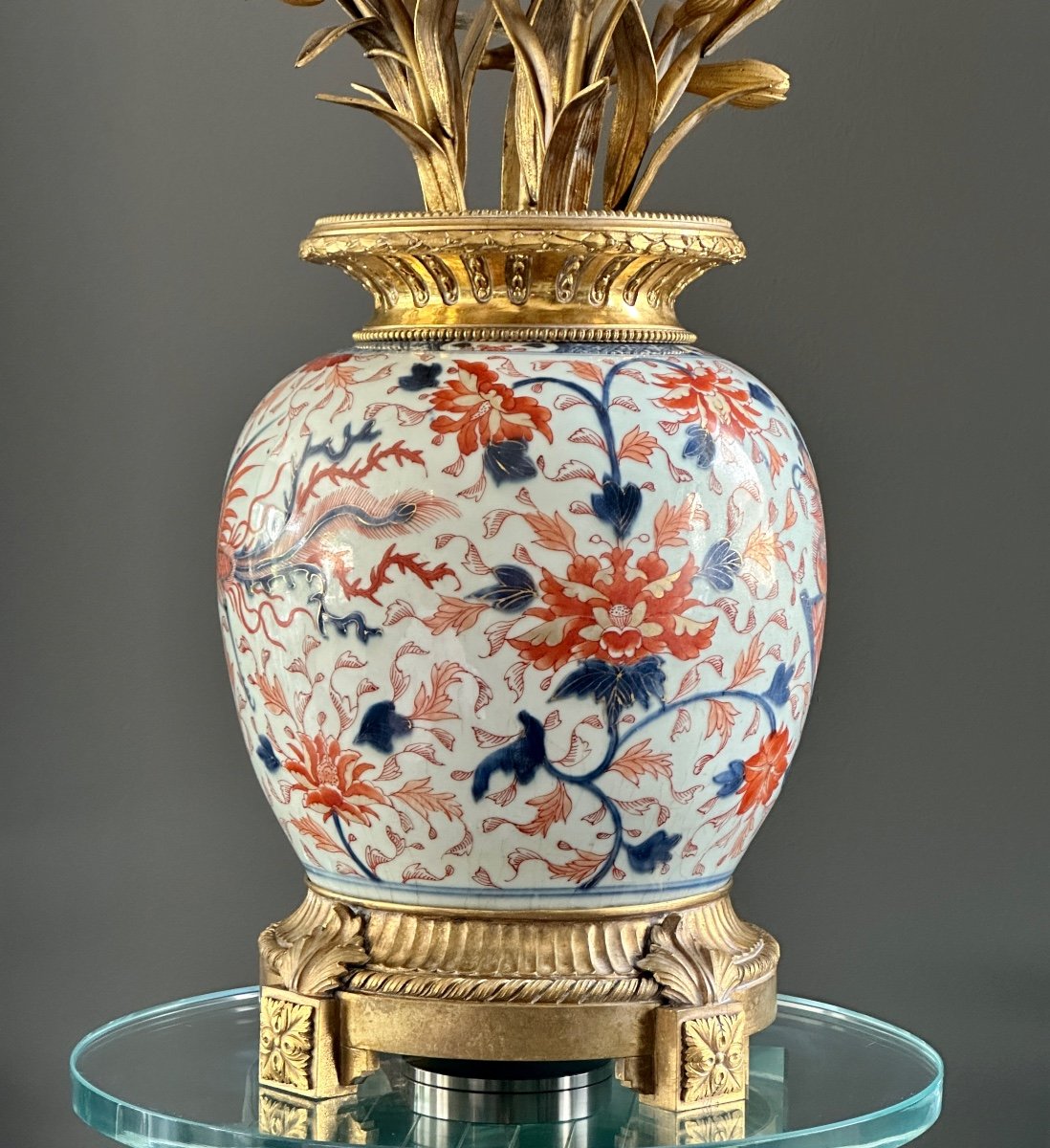 Vase Candélabre Bronze Porcelaine Japon De Style Louis XVI Vers 1850-photo-3