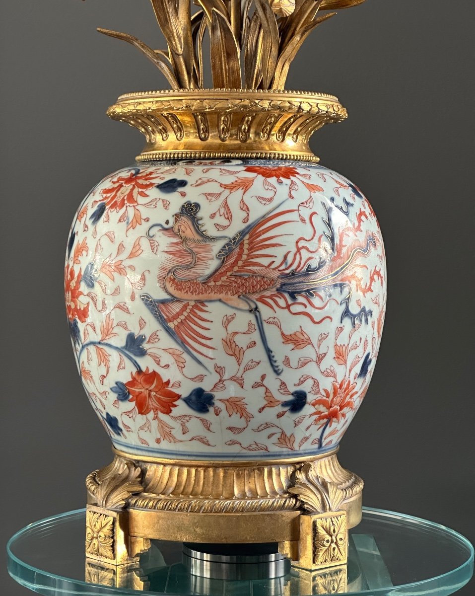 Vase Candélabre Bronze Porcelaine Japon De Style Louis XVI Vers 1850-photo-5