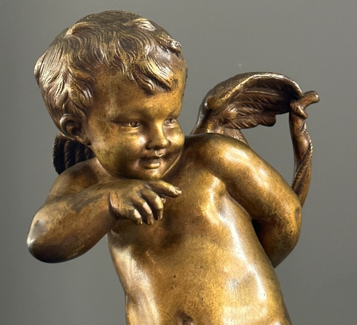 Benedict Benoit Rougelet, Sculpture Bronze Le Petit Malin Signé (1834 - 1894)-photo-7