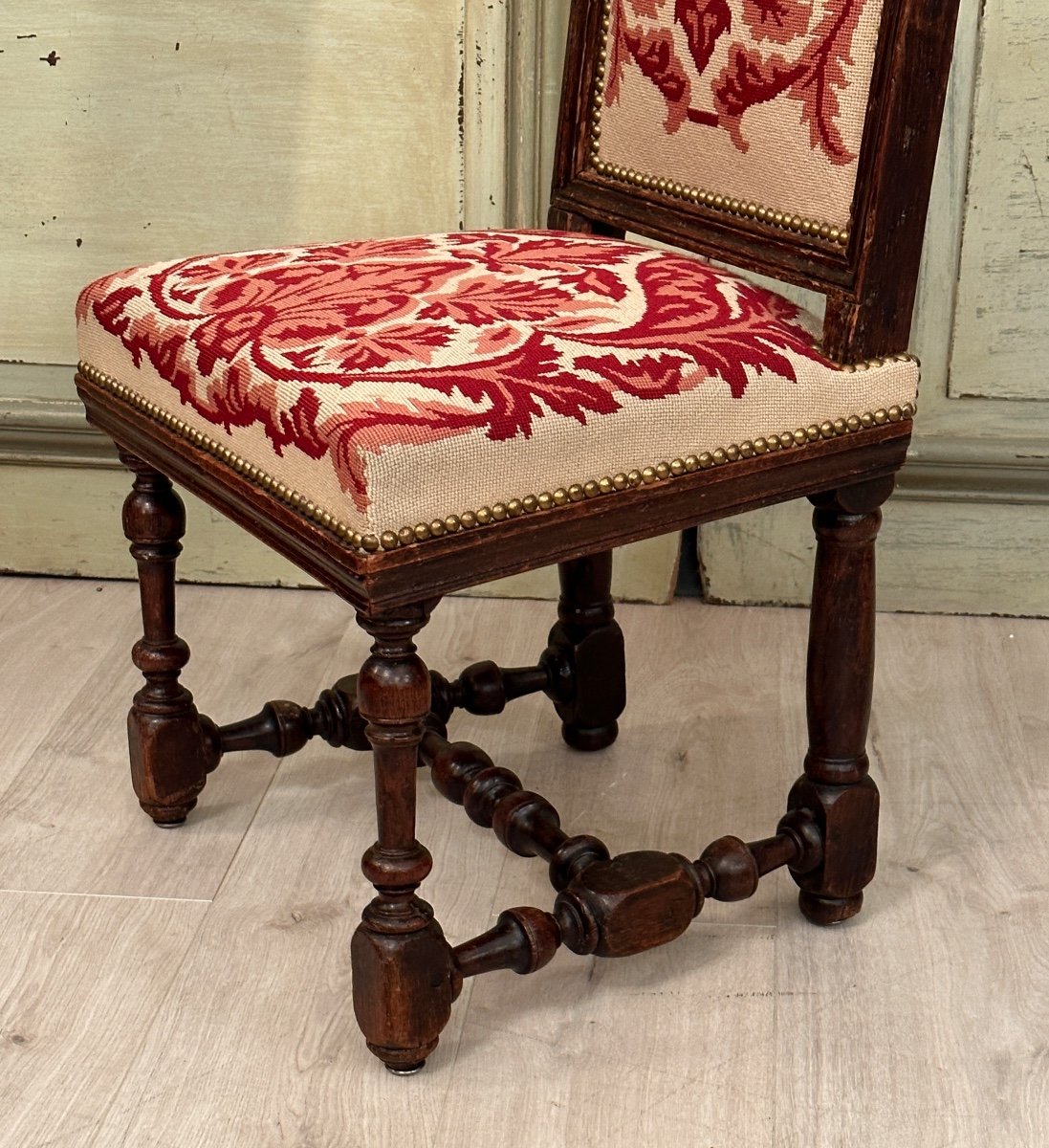 Chaise En Noyer d'Epoque Louis XIII XVIIème-photo-3