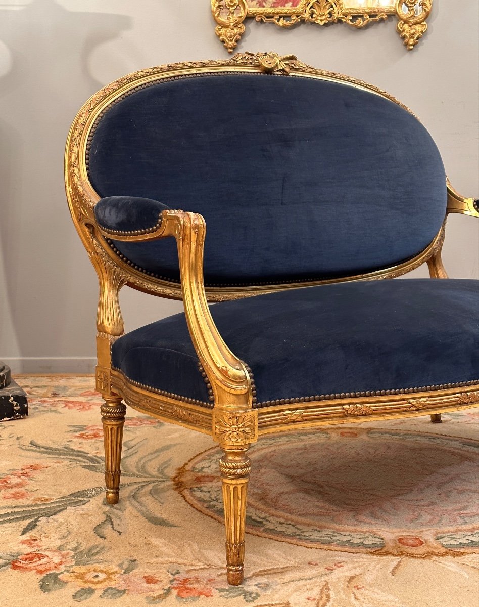Banquette En Bois Dore De Style Louis XVI Epoque XIXeme Vers 1870