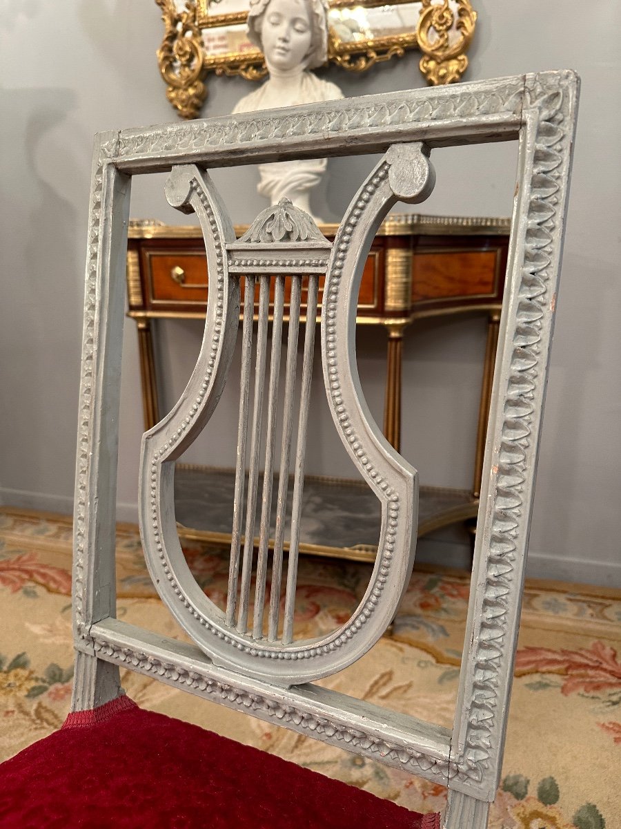 Pair Of Louis XVI Period Chairs In Lacquered Wood Around 1770-photo-5