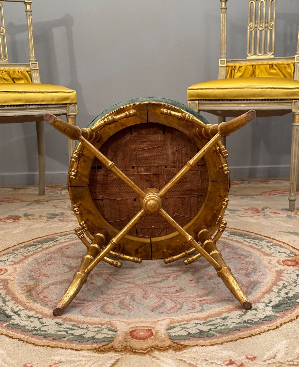 Tabouret En Bois Doré Japonisant Epoque Second Empire Vers 1860-photo-4