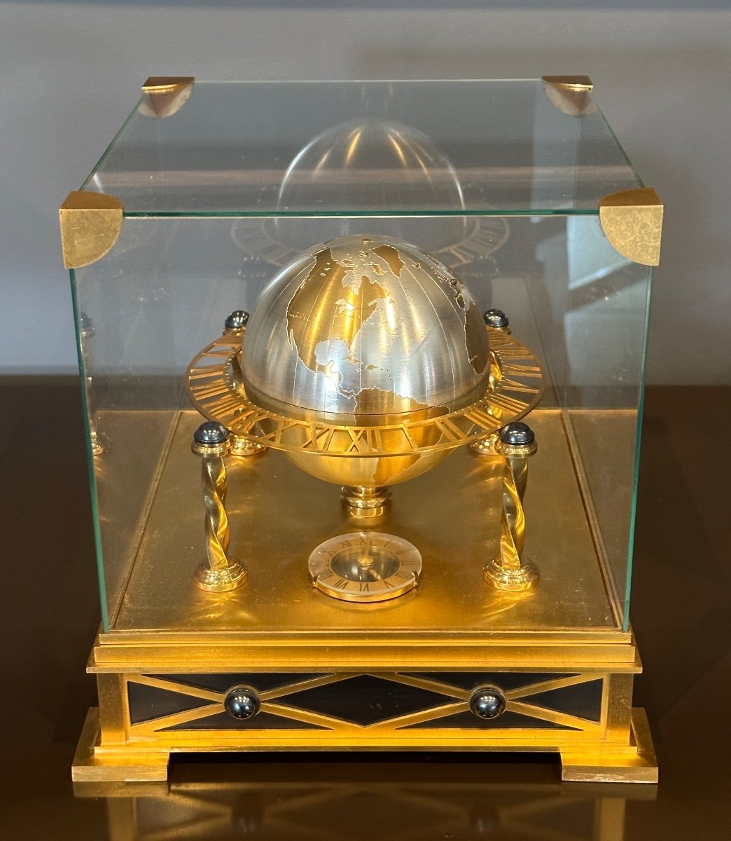 Hour Lavigne, Pendulette De Table Globe Terrestre En Bronze-photo-3