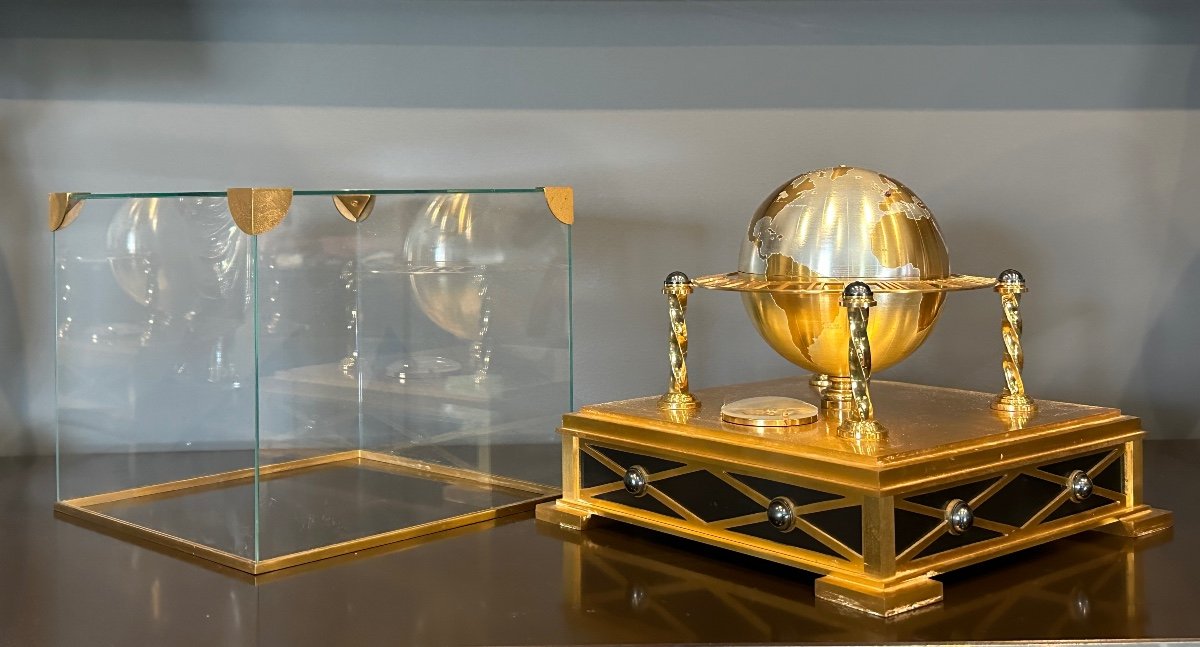 Hour Lavigne, Pendulette De Table Globe Terrestre En Bronze-photo-5
