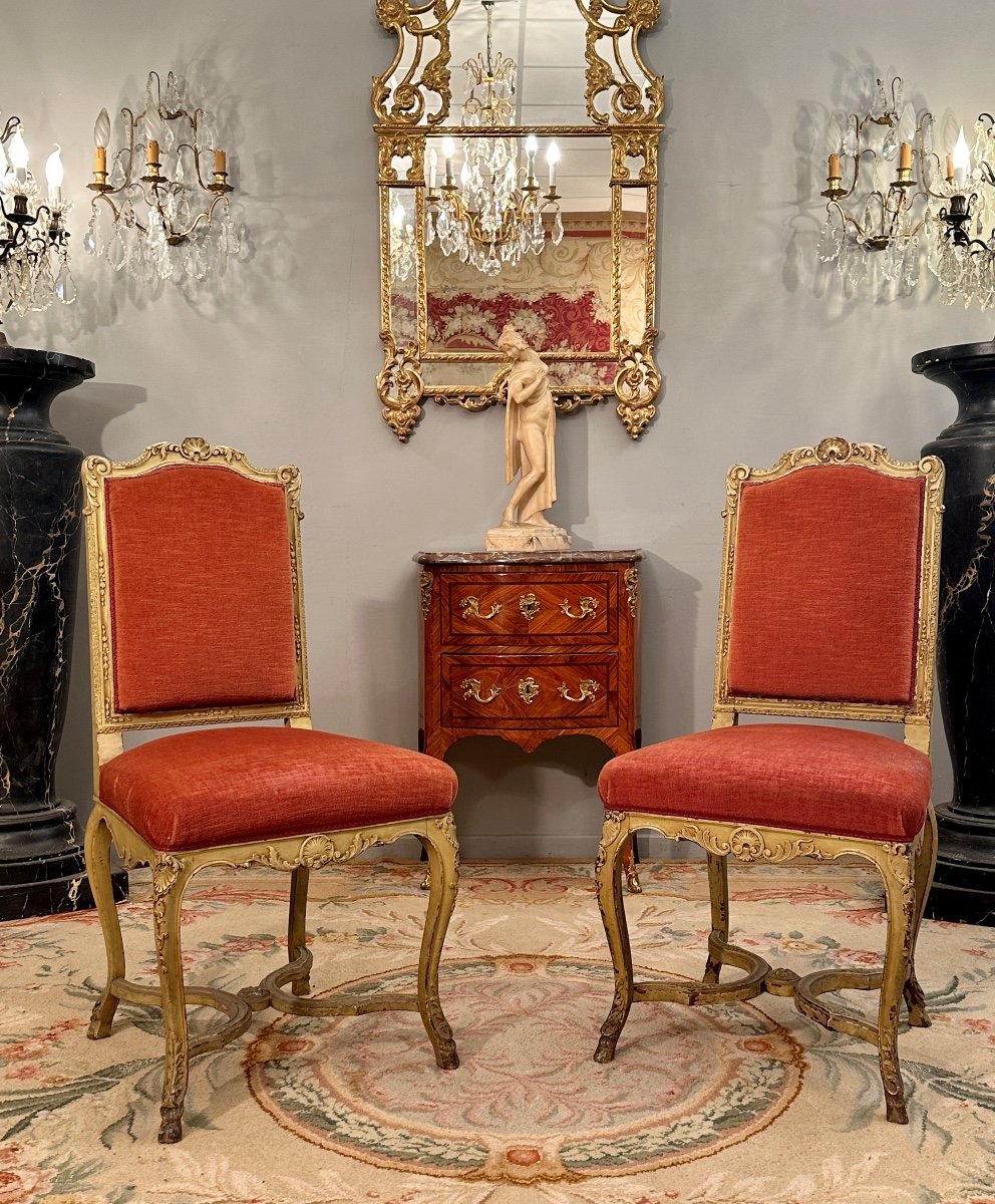 Paire De Chaises De Style Regence d'Epoque XIXeme Vers 1870
