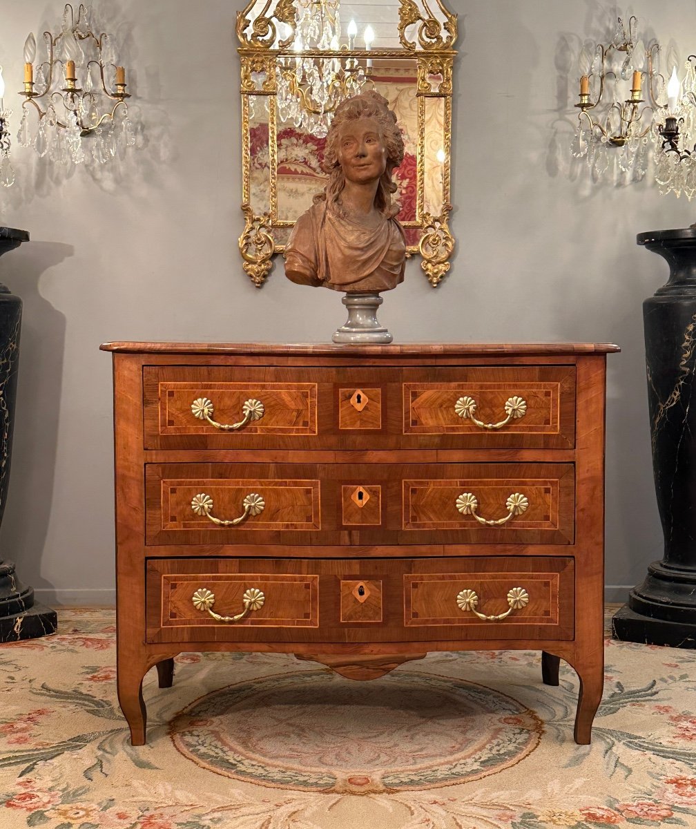 Dlg Ax, Curved Commode Louis XV Dauphiné Period Around 1750-photo-2