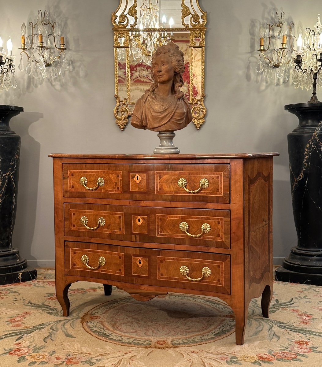 Dlg Ax, Curved Commode Louis XV Dauphiné Period Around 1750-photo-3