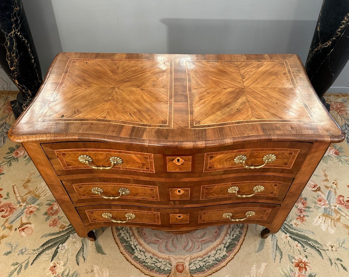 Dlg Ax, Curved Commode Louis XV Dauphiné Period Around 1750-photo-4