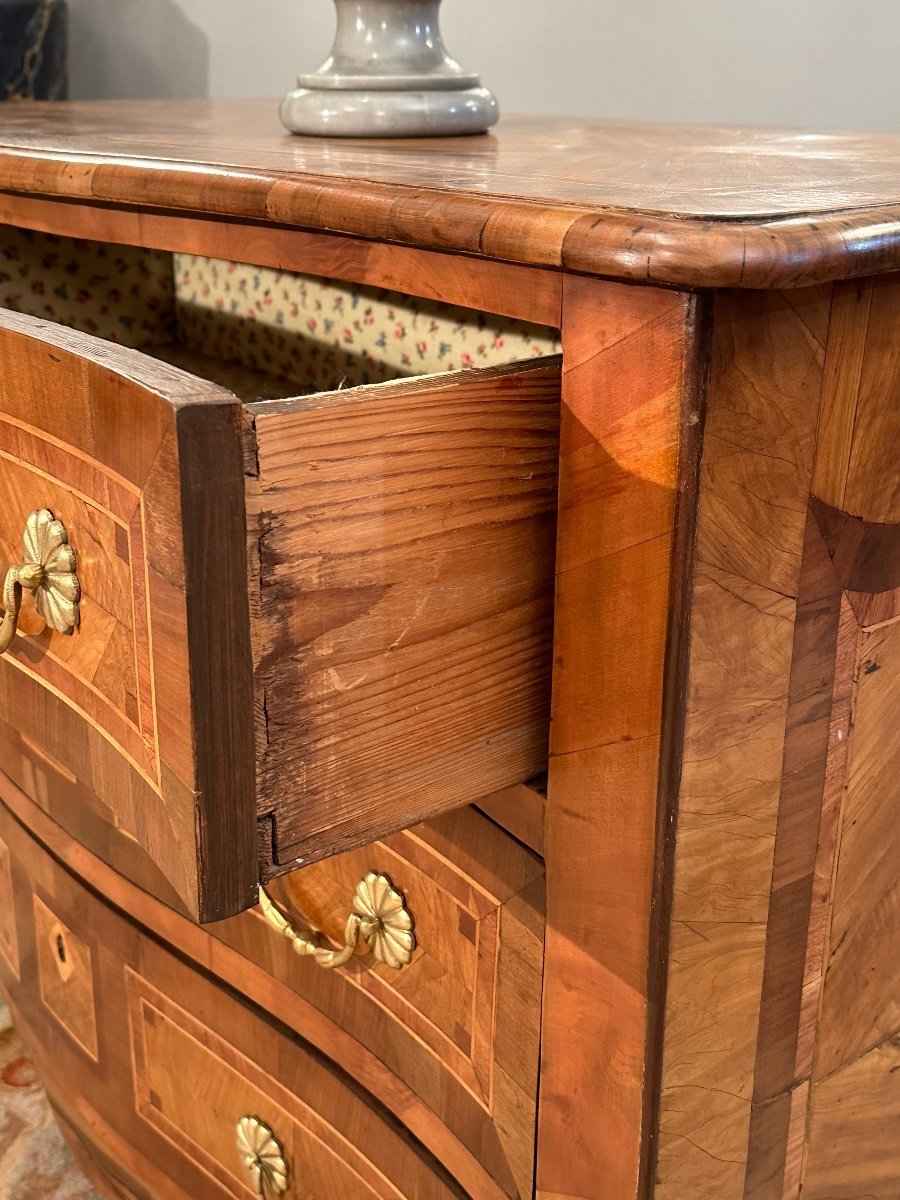 Dlg Ax, Curved Commode Louis XV Dauphiné Period Around 1750-photo-2