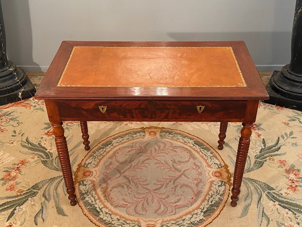 Bureau Plat En Acajou d'Epoque Restauration Vers 1820-photo-3