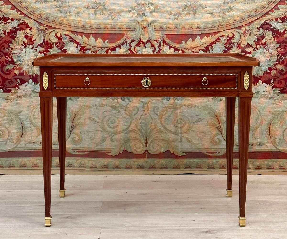 Jean-baptiste Courte, Flat Desk In Mahogany Louis XVI Period Around 1780-photo-2