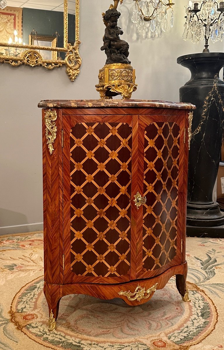 Lhermite Martin Etienne, Encoignure En Marqueterie d'Epoque Louis XV Vers 1750-photo-2