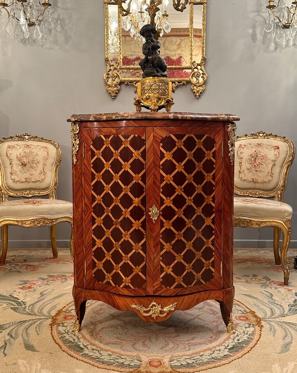 Lhermite Martin Etienne, Encoignure En Marqueterie d'Epoque Louis XV Vers 1750
