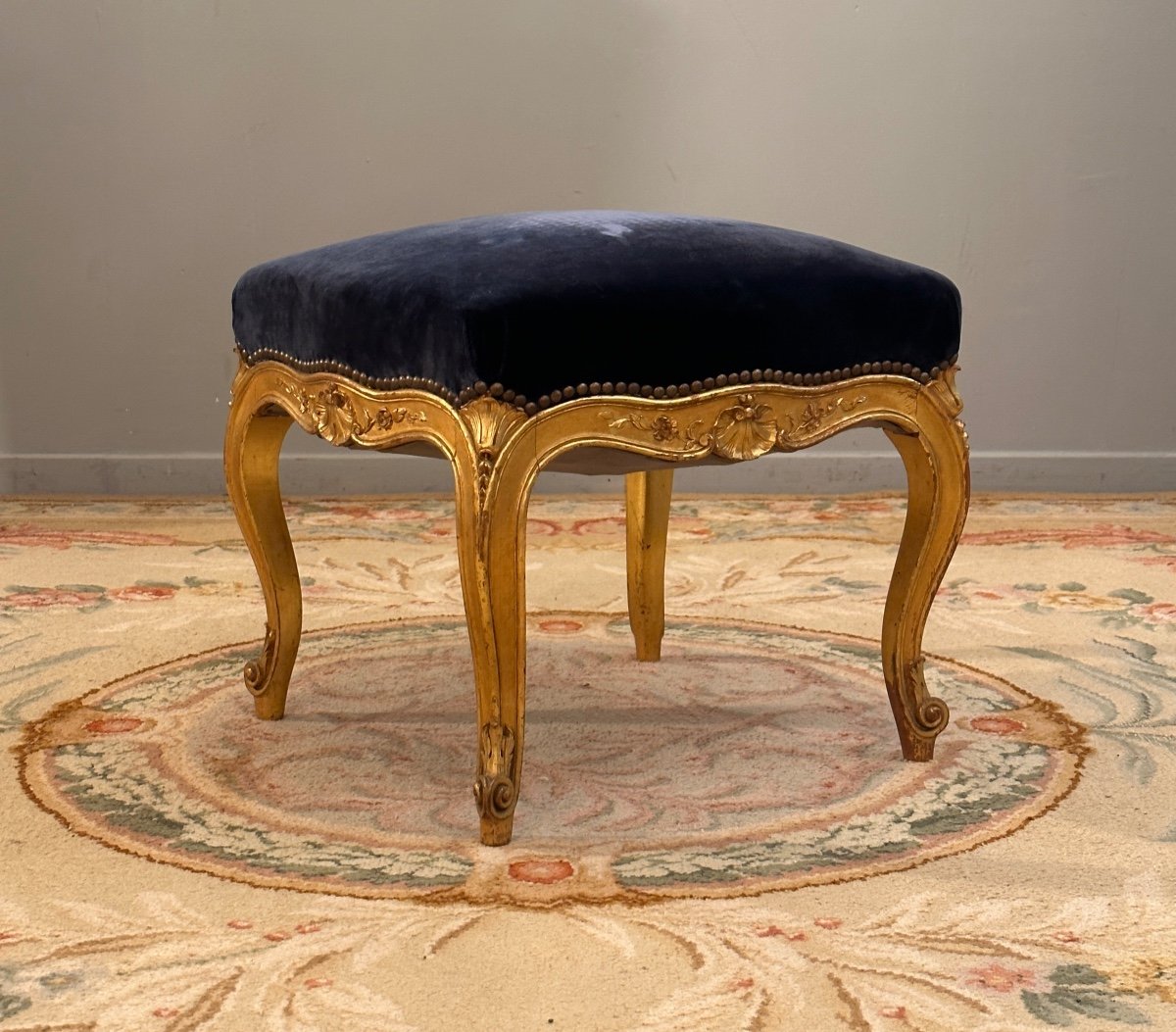 Repose Pied En Bois Doré De Style Louis XV Epoque Napoleon III-photo-4