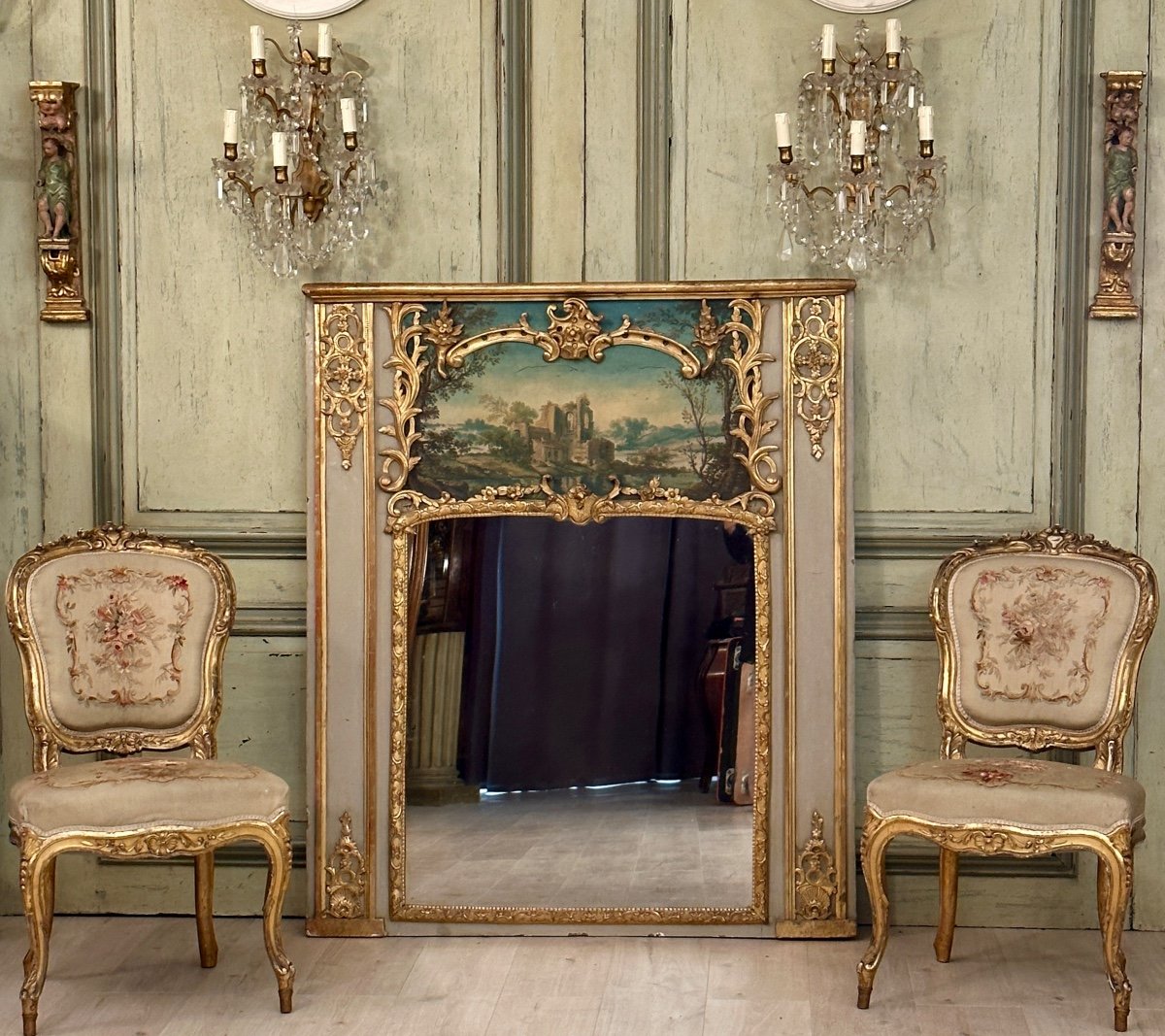 Trumeau Miroir d'Epoque Régence Vers 1720 XVIIIème Siècle 